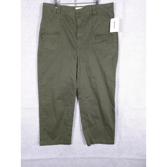 FRAME UTILITY POCKET PANTS GREEN WASHED WINTER MOSS Women's Size 33 NWT - Picture 5 of 14